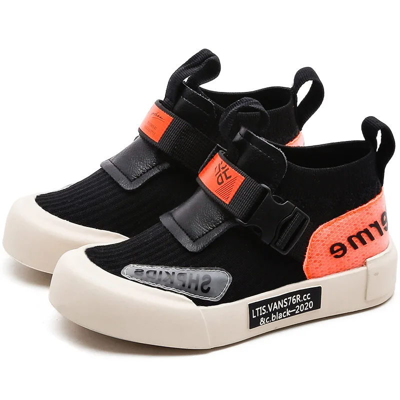 Bakkotie 2019 Kids Autumn High Sock Shoes New Boys Fashion Soft Casual Sports Baby Girls Breathable Slip On Black Sneakers | Детская