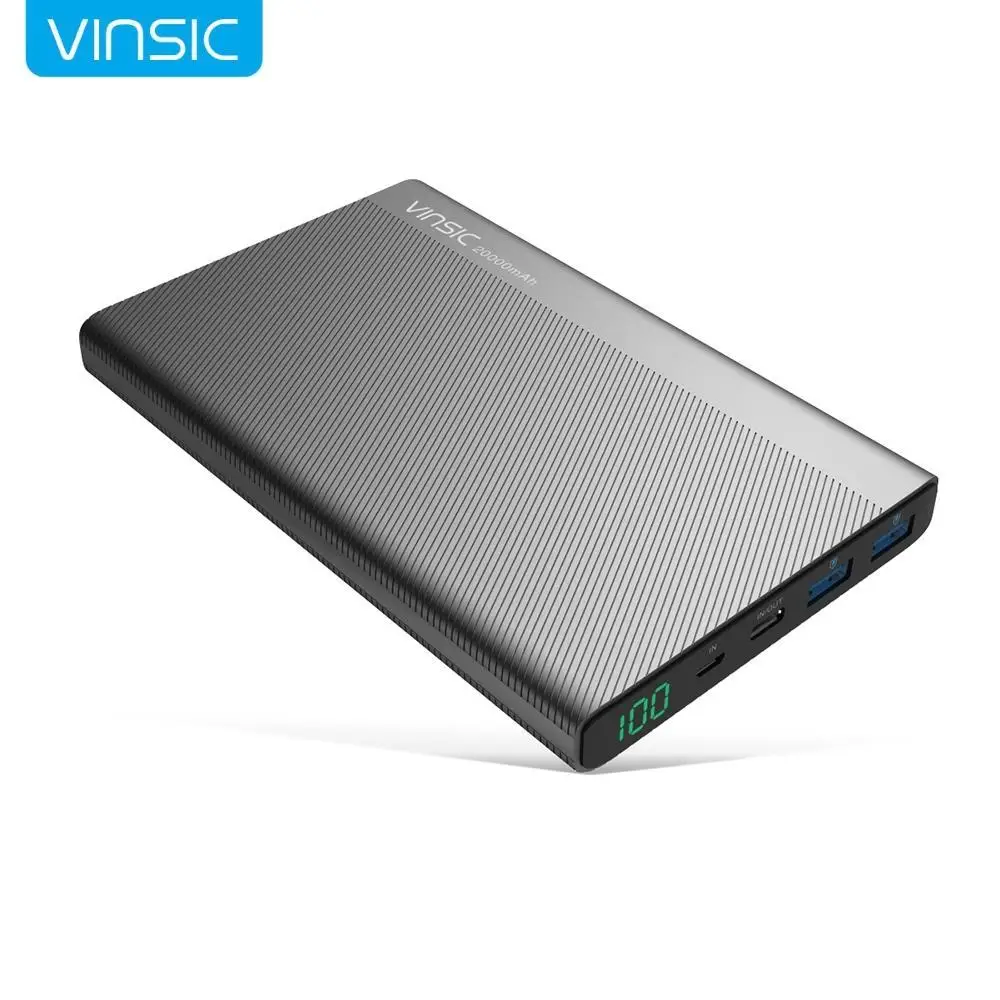 Vinsic 20000 мАч power Bank Dual type C светодиодный дисплей внешний аккумулятор зарядное