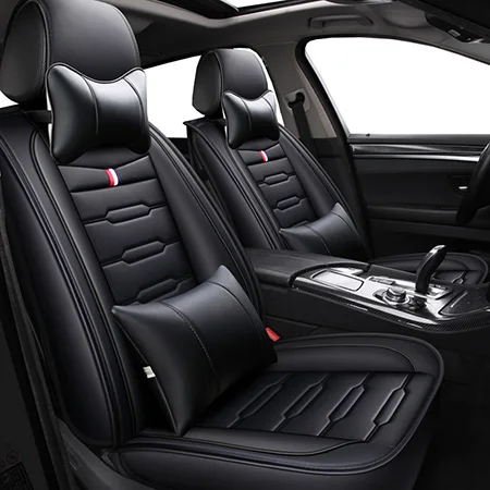 Full Black Luxury Из искусственной кожи чехлы на сиденья для toyota land cruiser 80 100 prado 120 150 200 земля-круизер-prado Yaris - Название цвета: Full Black Luxury