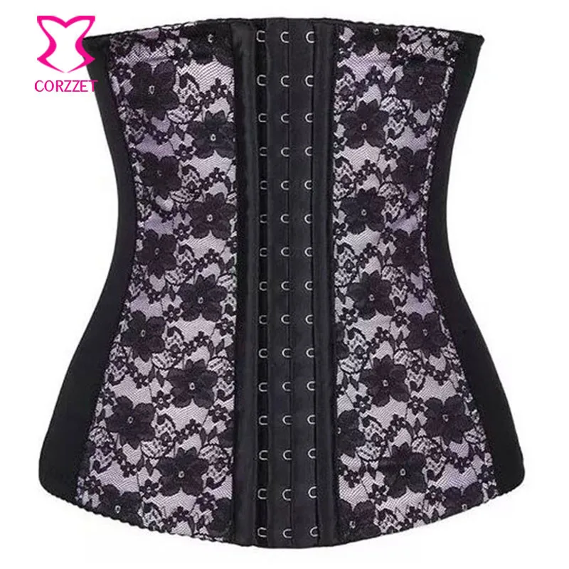 Розовый/черный цветочный кружевной соблазнительный корсет для талии со