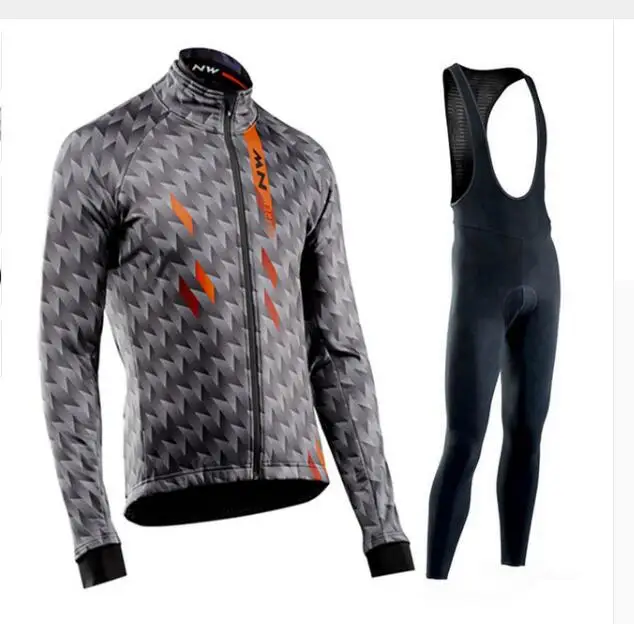 2019 Por Team NW Northwave Cycling Long Sleeve Set Maillot Ropa Ciclismo GEL Bib Pants Autumn/Winter MTB Bike Clothing Kit | Спорт и
