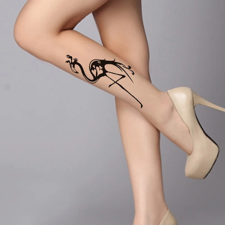 

Single-legged Crane Printed Tattoo Silk Socks