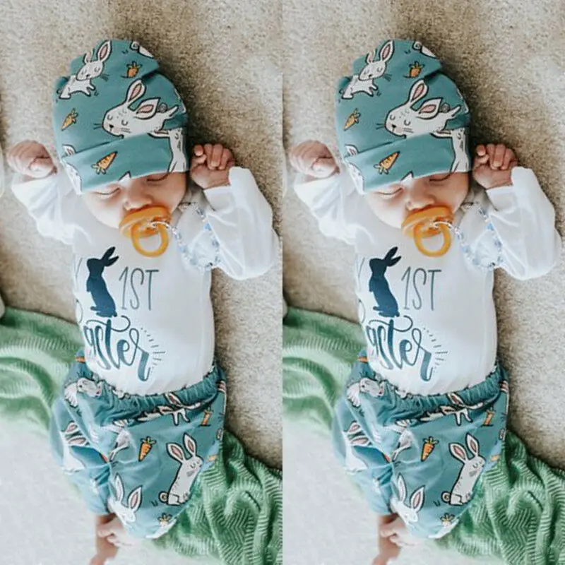 3pcs Easter Newborn Infant Baby Boy Girl 0-18M Outfit Clothes Romper Bodysuit Pants | Детская одежда и обувь