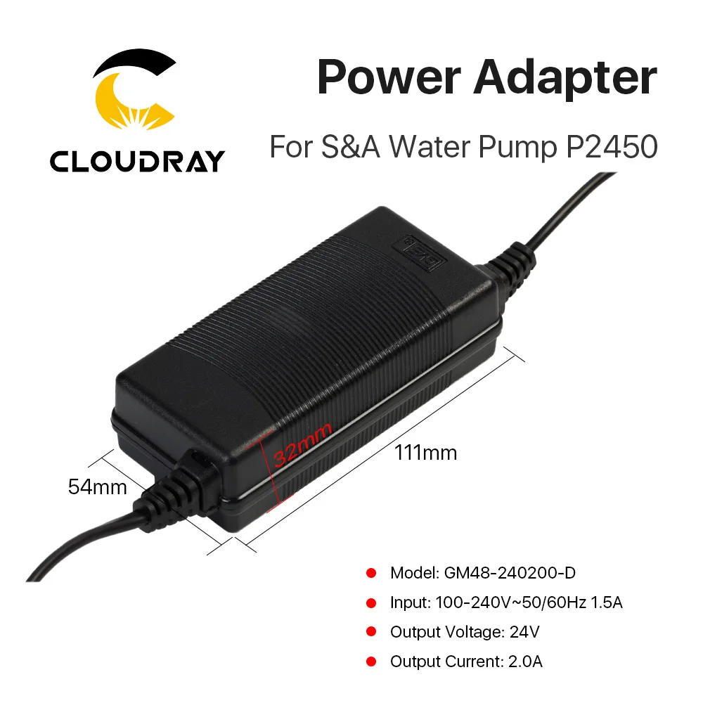 Адаптер питания Cloudray для водяного насоса S & A 24 В 1 5 А 2 P24100 P2450 P2430|Запчасти