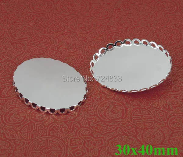 Посеребренная пустая подвеска овальный кружевной ободок базовые настройки