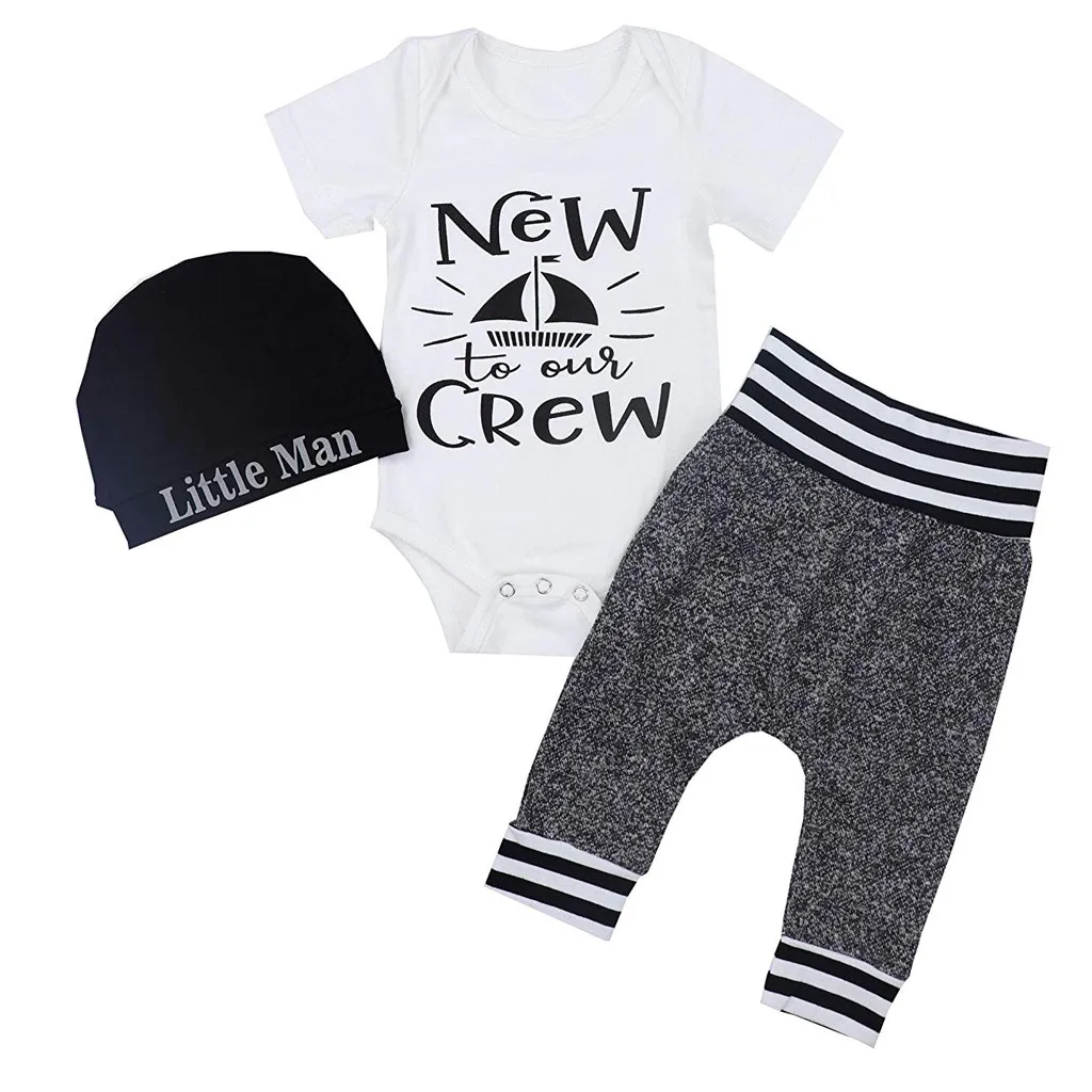 Rainbow baby clothes set Newborn Baby Girls Boys letter Romper Jumpsuit Bodysuit +cute cloud print Pants Hat 3pcs autumn | Детская