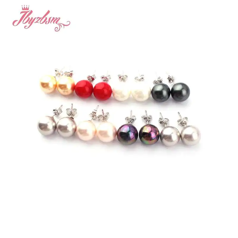 Женские серьги гвоздики с жемчугом 10 мм|earrings fashion|earrings free shippingwomen stone earrings |
