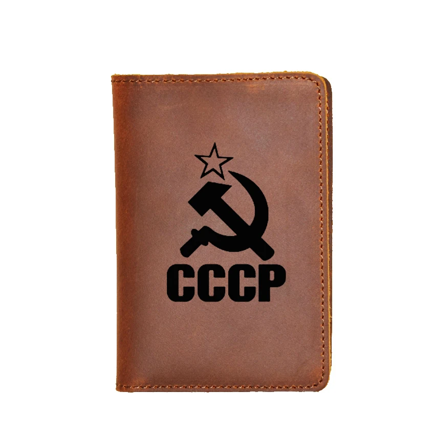 Бумажник с гравировкой в стиле СССР Обложка для паспорта кожаный винтажный