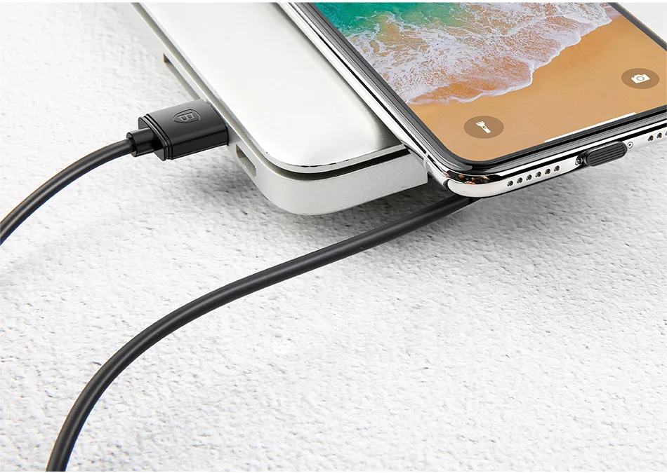 Usb-кабель Baseus на присоске для iPhone Xs Max Xr X 8 7 6 6s 5 5S se 2.4A, шнур для быстрой зарядки и передачи данных, игровой кабель