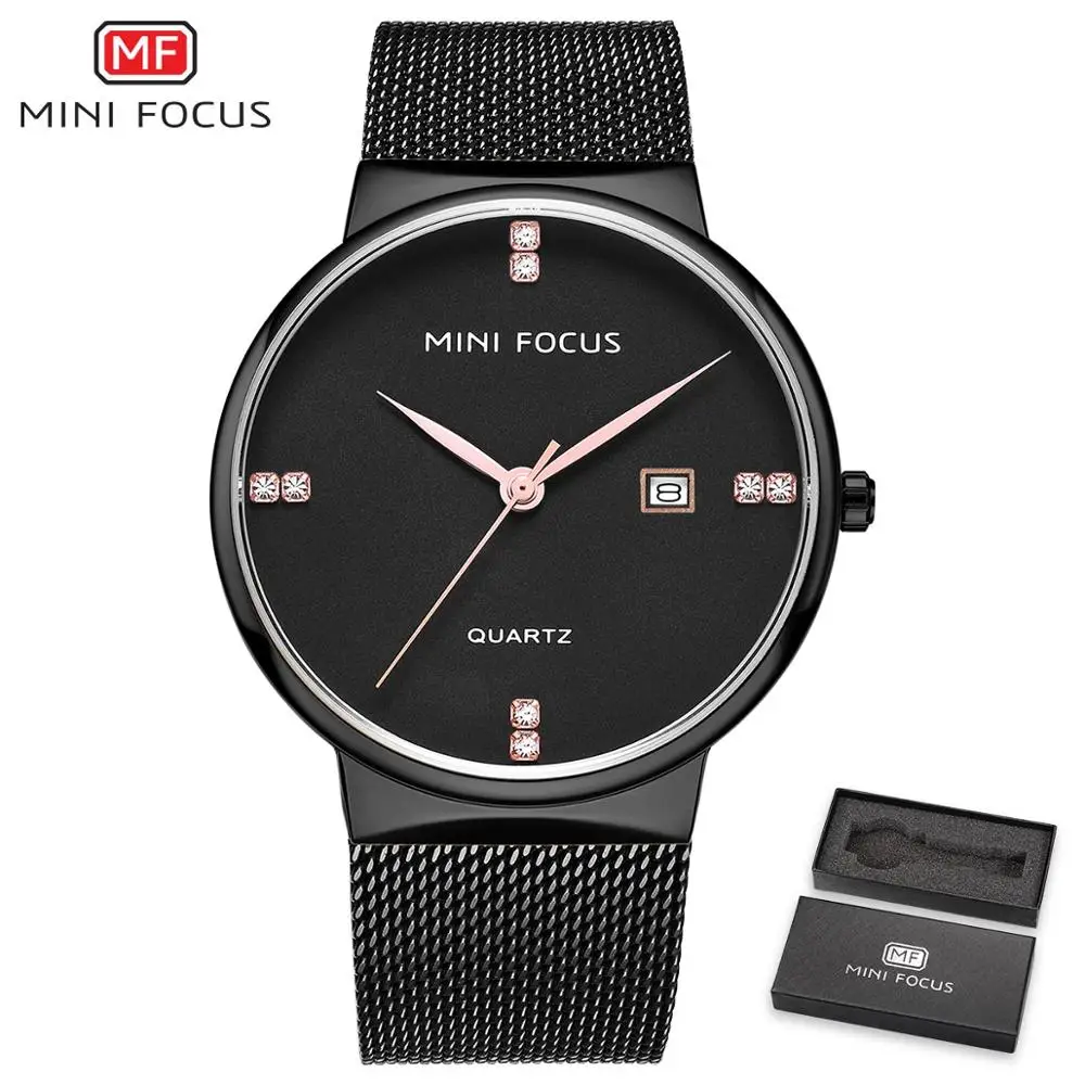 MINIFOCUS мужские s часы лучший бренд класса люкс мужские наручные часы кварцевые наручные часы мужские водонепроницаемые часы из нержавеющей стали Relogio Masculino часы мужские - Цвет: Черный