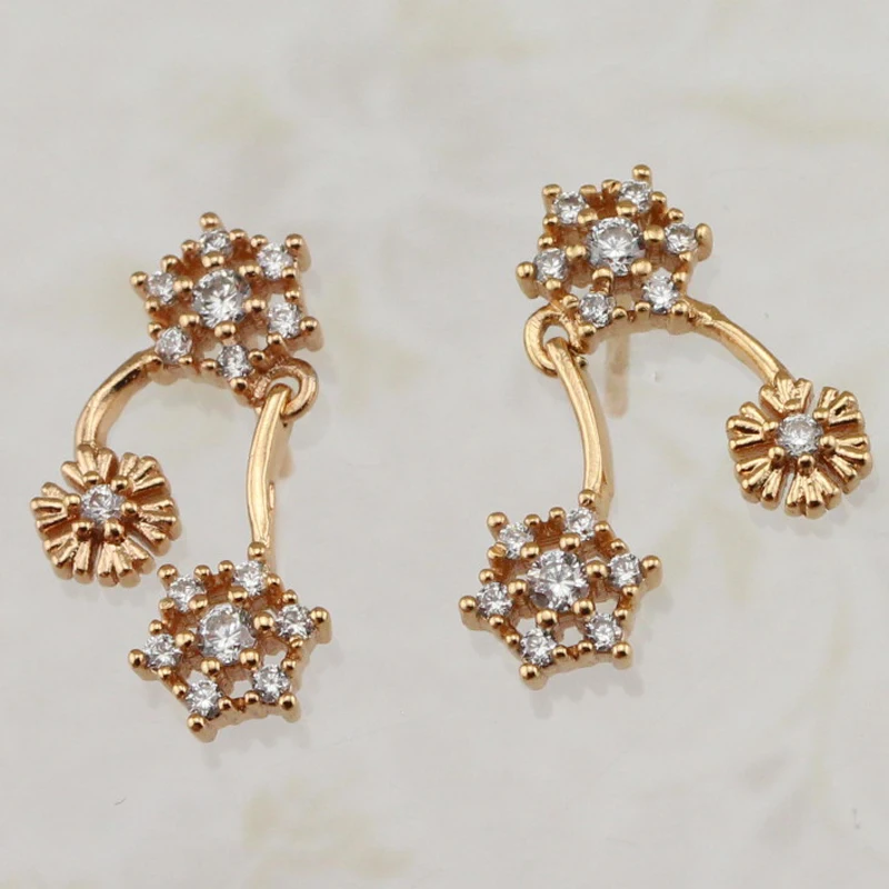 Очаровательные милые красивые белые камни cz Серьги-гвоздики желтый золотой