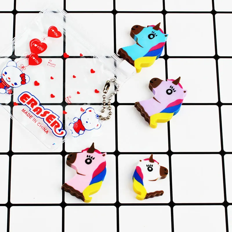 4 шт./партия Kawaii Единорог карандаш ластик милый мини животное изменить ластик для канцелярские принадлежности для школьников, студентов инструмент Детские призовые игрушки подарок