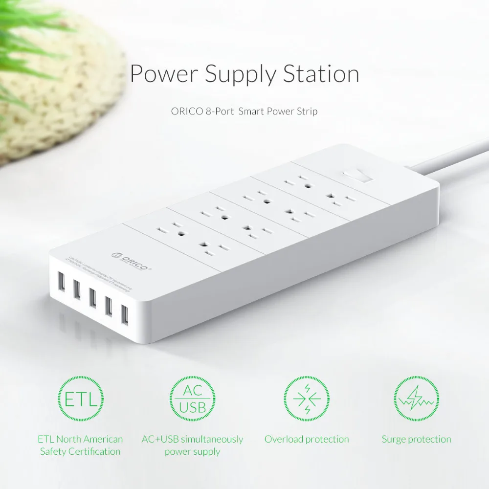 Светодиодная лента Orico с разъемом Usb 8 и 4-портовым удлинительным USB светодиодный