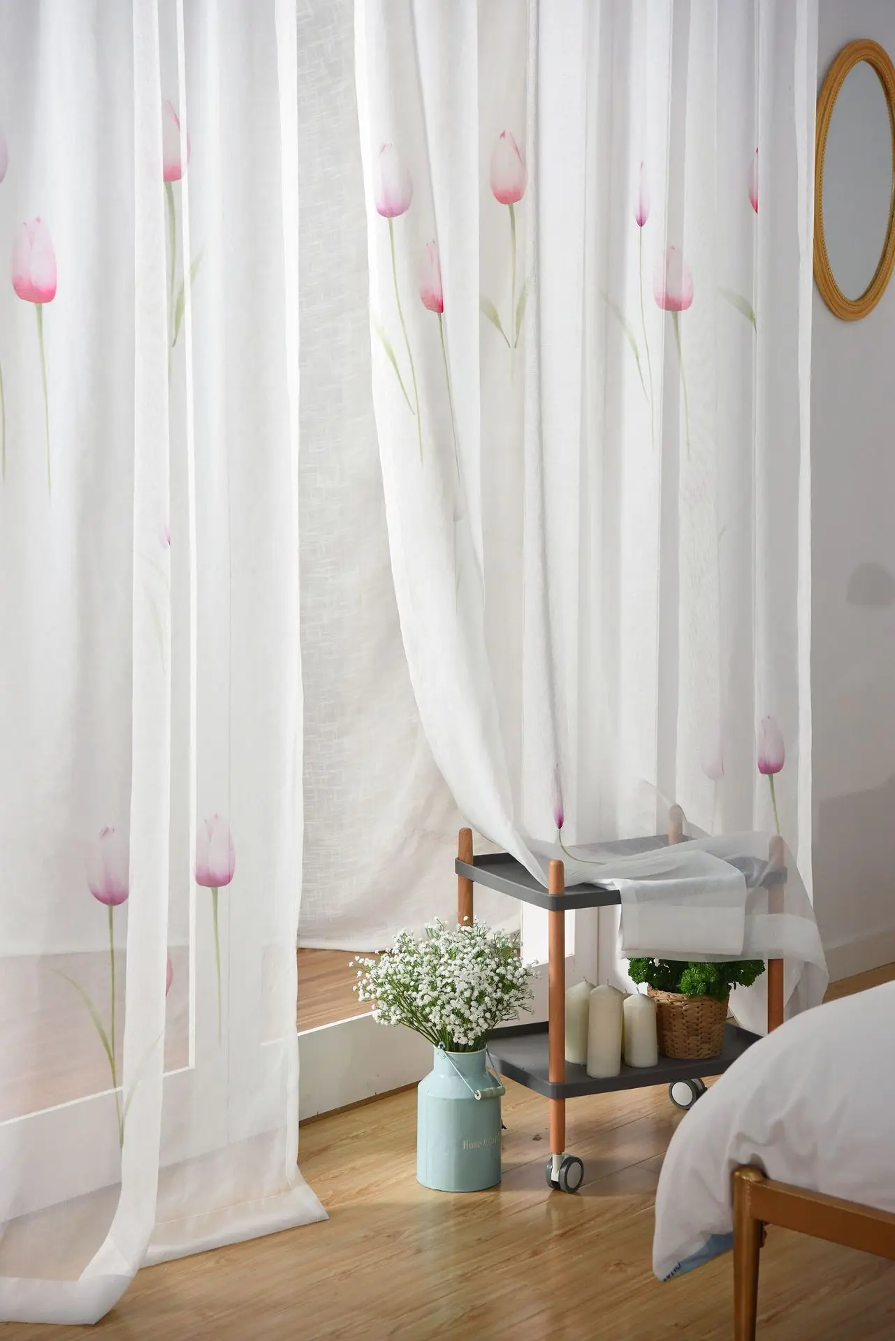 Готовая сетчатая пряжа Tulles для гостиной столовой спальни пасторальная свежая