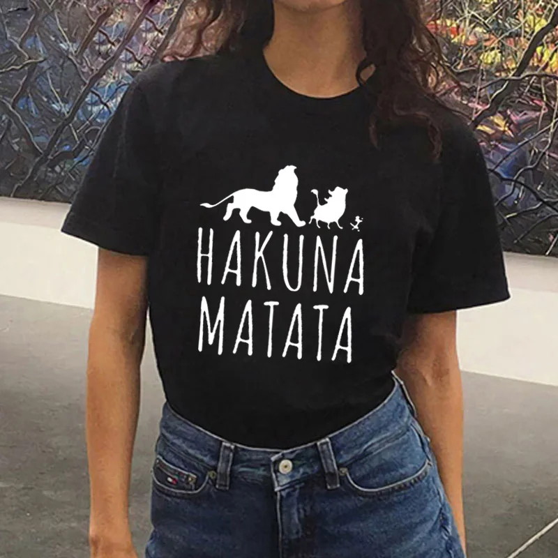 ZOGANKI Hakuna Matata женская футболка с буквенным принтом Летняя женская футболка с коротким рукавом размера плюс женские повседневные топы женские футболки