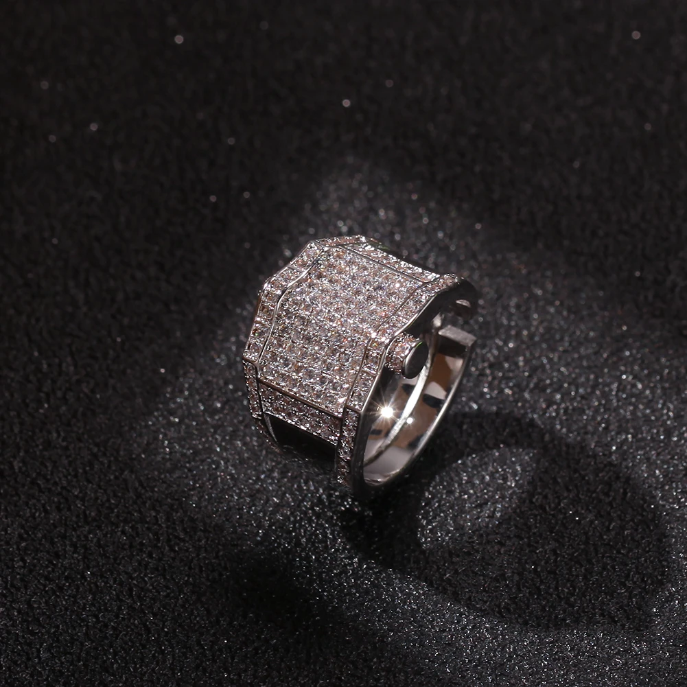 Uwin геометрический CZ кольца микро проложили регулируемый Полный Bling Iced Out кубический циркон Роскошные модные ювелирные изделия Хип-хоп подарок