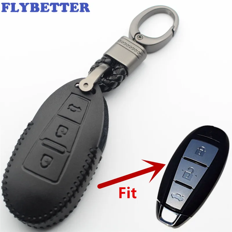 FLYBETTER натуральная кожа 3 кнопки Брелок протектор без ключа для Suzuki Swift/Kizashi/SX4/S
