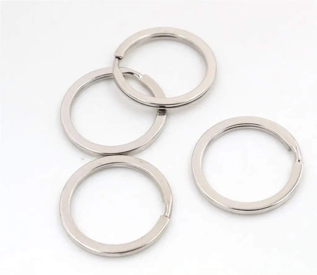 Rhodium 25 мм, 10 шт./лот, брелок для ключей, родиевое бронзовое покрытие, кольцо для ключей - Цвет: Rhodium
