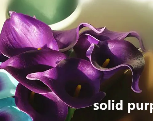 solid purple Пикассо Калла Лилия 10 стеблей Мини Калла Лилия букет Бирюзовый синий белый Калла лилии Свадебный букет свадебные цветы центральные части - Цвет: solid purple