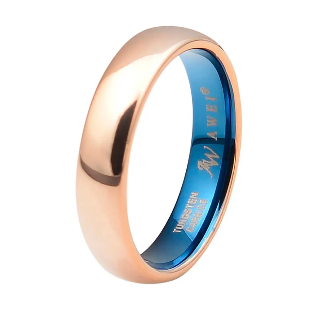 Rose Gold Over купол полированной comfort fit вольфрама кольцо Обручальное украшения для