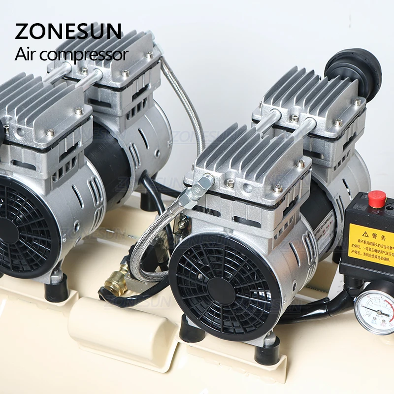 Бесшумный бесмасляный воздушный компрессор ZONESUN из чистой меди 750 Вт 50 л для