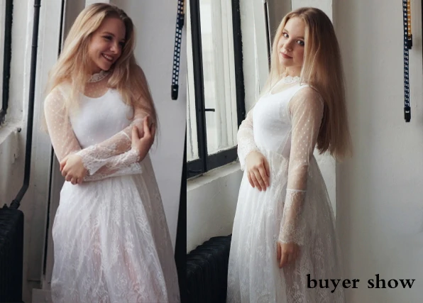 LANMREM/2019 г. весенне-летнее корейское Новое весеннее кружевное платье с длинными