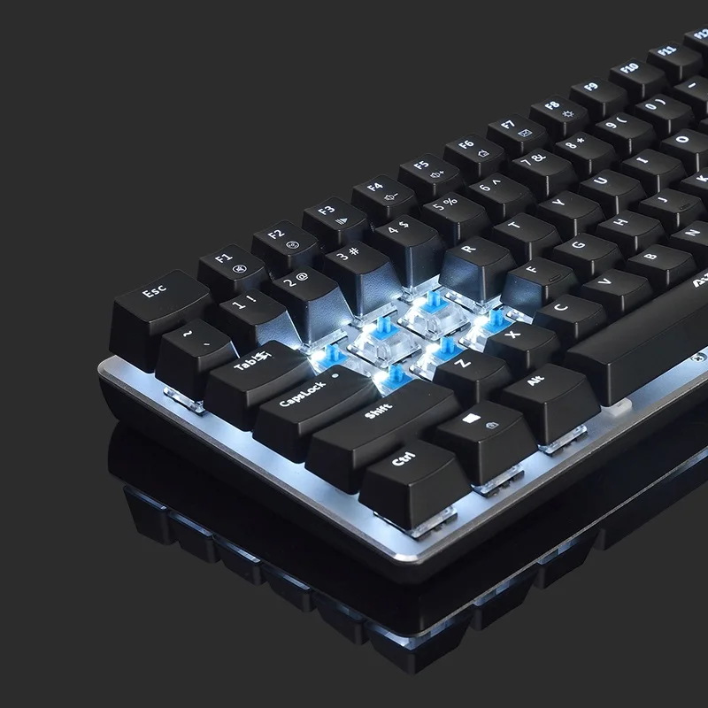 Ajazz AK33 82 клавишная панель из сплава USB Проводная Подсветка Механическая игровая клавиатура синяя/черная ось со съемным кабелем