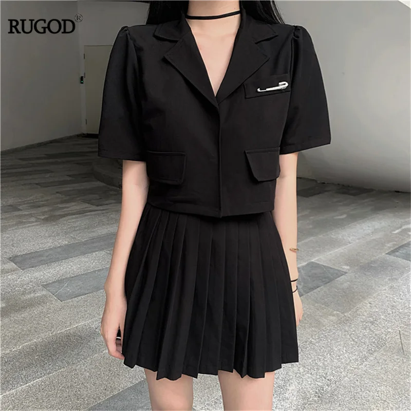 Женский костюм двойка RUGOD из двух предметов короткий Блейзер с высокой талией и