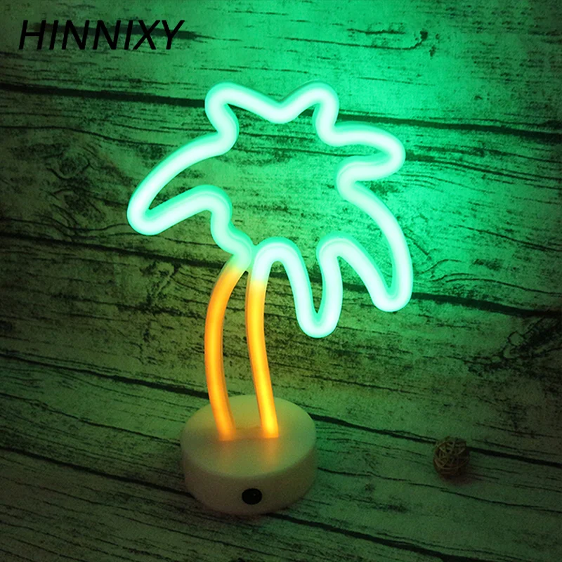 Hinnixy неоновая Светодиодная лампа с USB декором ночная светло зеленая Кокосовая