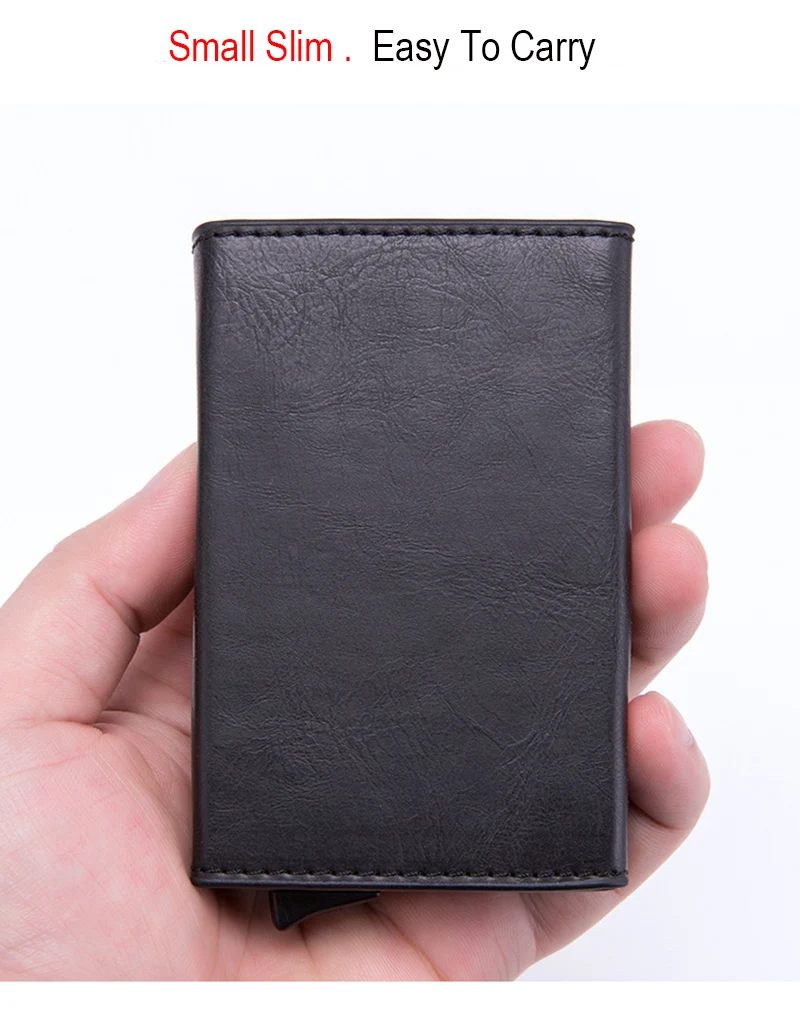 DIENQI Анти Rfid id держатель для карт Чехол Мужской кожаный металлический кошелек мужской кошелек для монет женский мини карбоновый кредитный держатель для карт на молнии