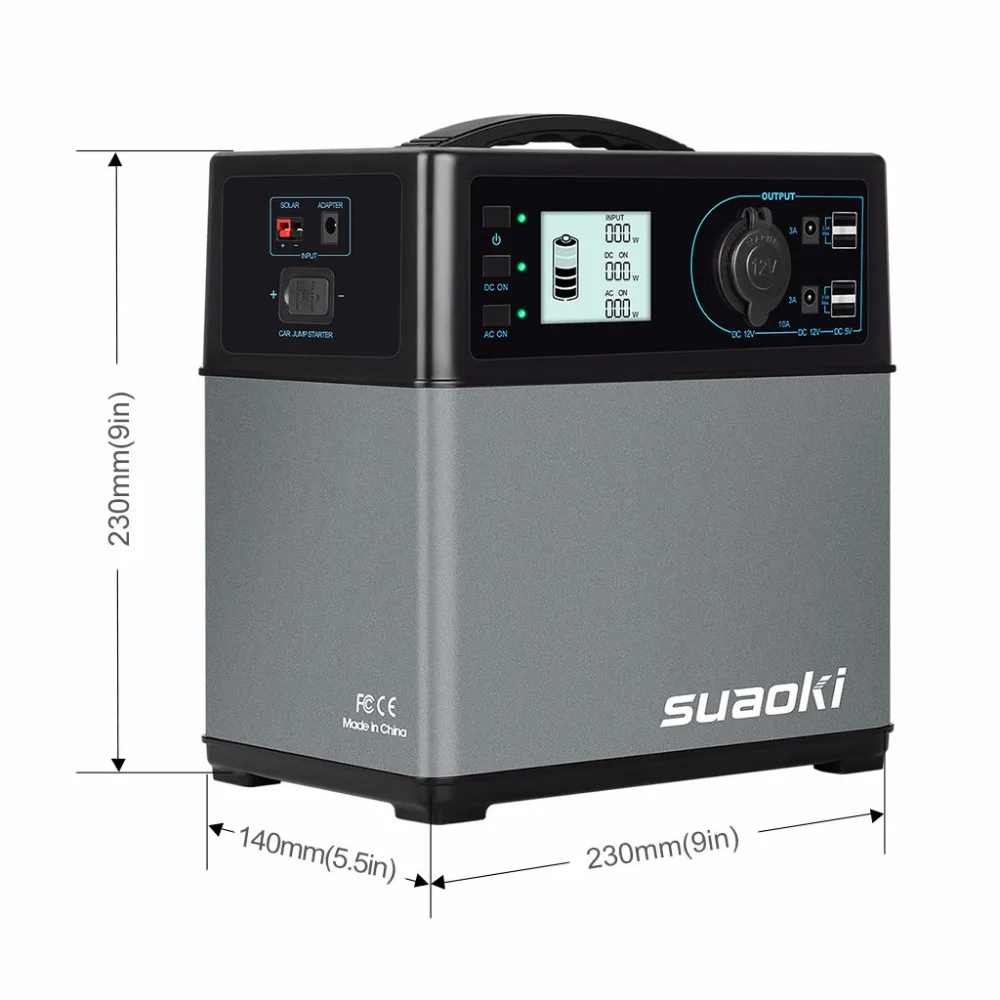 Suaoki 400Wh power Bank Солнечный источник питания AC& DC инверторы прикуриватель гнездо для электронных устройств и пусковое устройство автомобиля