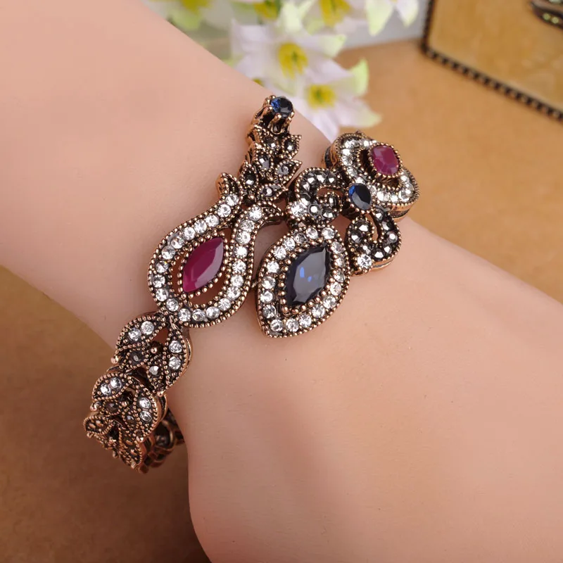 Изысканный браслет Madrry в турецком стиле ручной работы резные цветы антикварные
