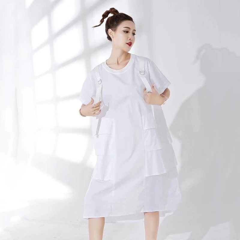 Женское платье с коротким рукавом круглым вырезом и оборками | Женская одежда