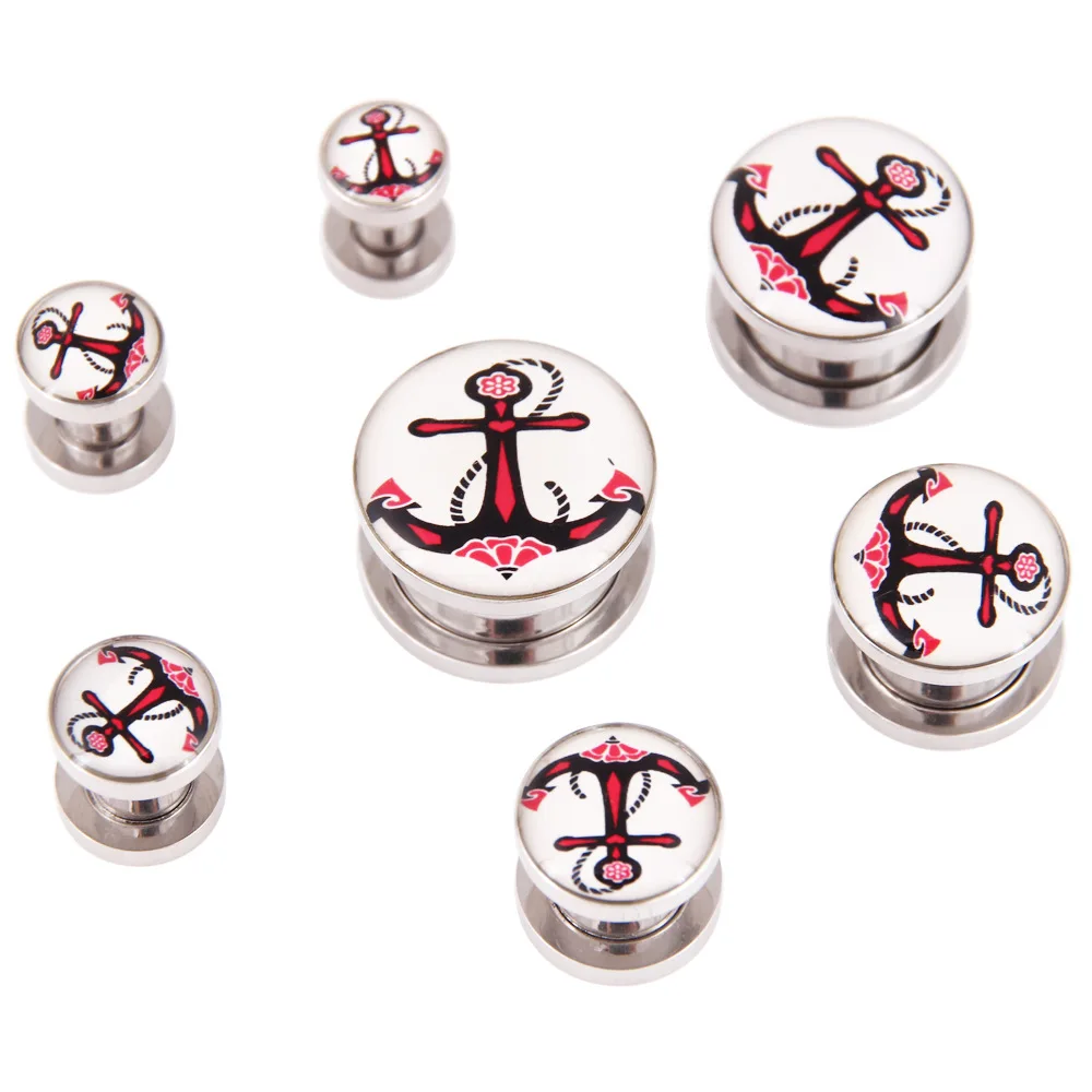 Спиральный конический туннель из нержавеющей стали с красным и синим якорем