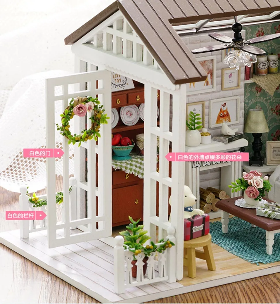 Кукольный дом Diy деревянный кукольный дом DIY 1:12 Кукольный Миниатюрный дом аксессуары/фарфор/мебель деревянная игрушка дом замок игрушки