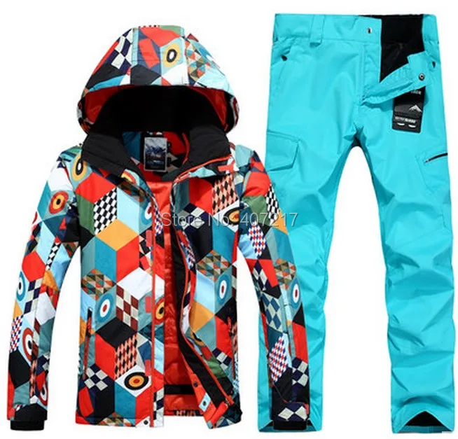 2017 Новый мужской синий лыжный костюм для сноубординга волшебный куб лыжная