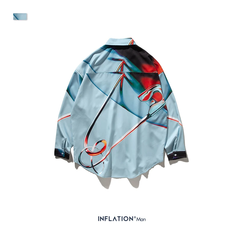 INFLATION Streetwear Men Shirt Long Sleeve Shirts Loose 2020 Autumn New Digital Printing 92150W |