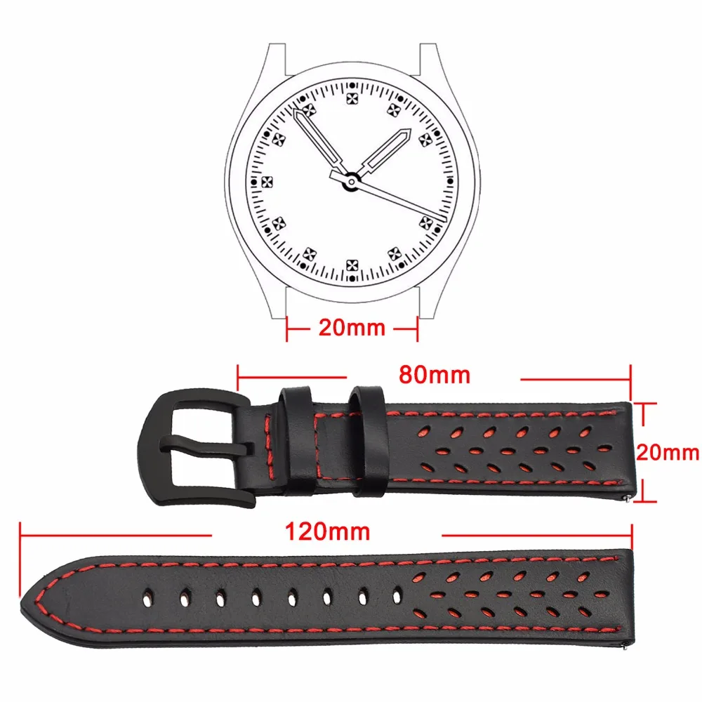 Итальянский ремешок для часов 20 мм из натуральной кожи Garmin Vivoactive3 Ticwatch 2 / E Samsung Gear