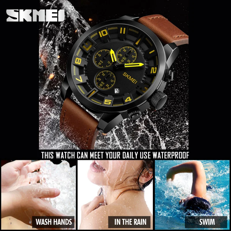 SKMEI мужские деловые водонепроницаемые кварцевые часы Топ бренд классические