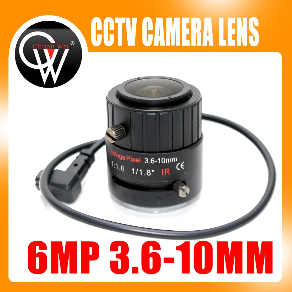 Объектив с автоматическим увеличением 6MP 3 6 10mm VF F1.8 1/1/1 &quotCS Mount для HD IP Камеры