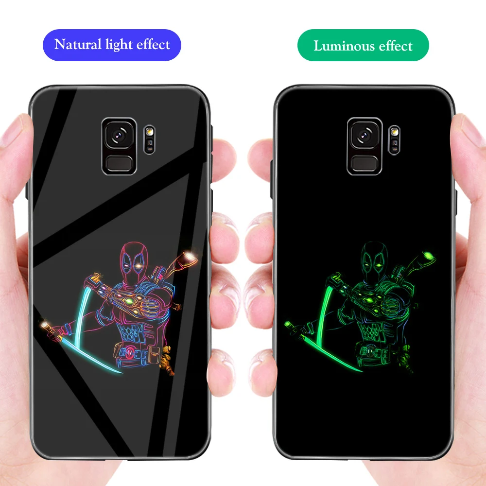 Чехол для телефона ciciber для samsung Galaxy S10 S9 S8 S7 Note 10 9 8 Plus S10e S10+ Edge Марвел Капитан Америк светящееся закаленное стекло - Цвет: WM03754