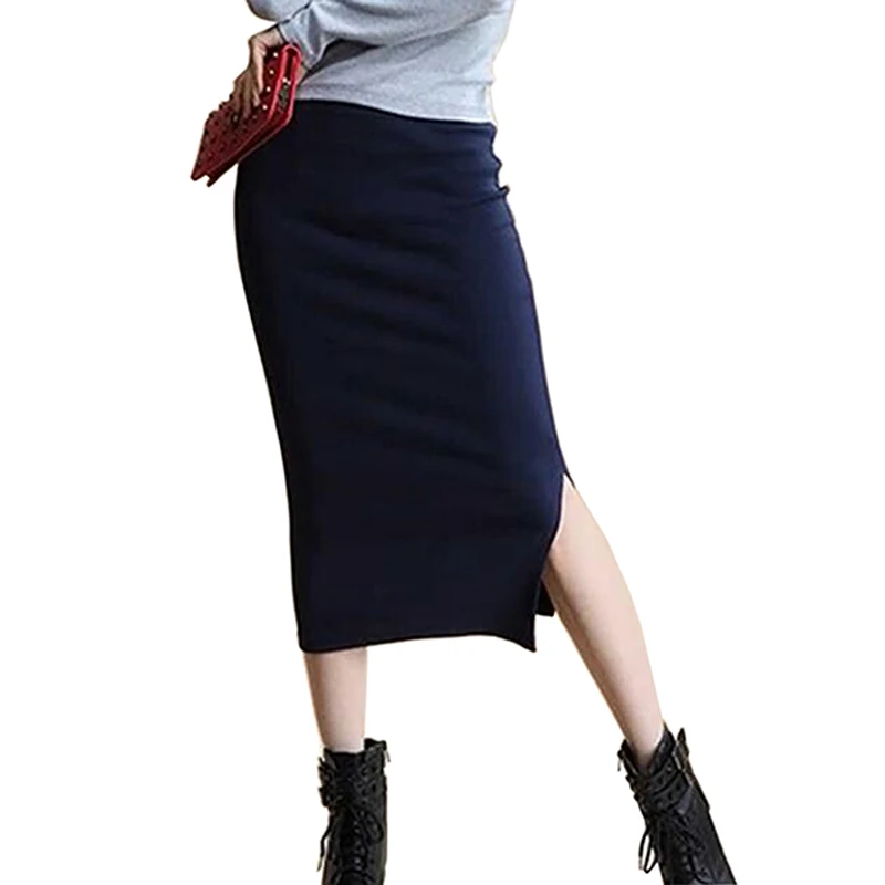 Женская длинная юбка карандаш LU356 осенняя сексапильная обтягивающая с шерстяной