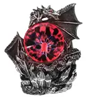 Статуя темных драконов в стиле Хэллоуина, электрическая плазменная статуя драконов в стиле Guardian, освещение в готическом стиле