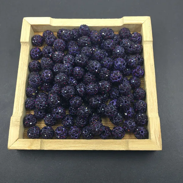 dark purple 100 шт 10 мм микро кристаллические вымощенные Бусы из горного хрусталя шарик для DIY шнур кожаный - Цвет: dark purple