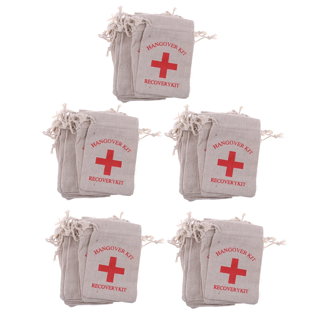 Пакет 50 курицы вечерние Муслин Хлопок набор от похмелья сумки Свадебные подарок