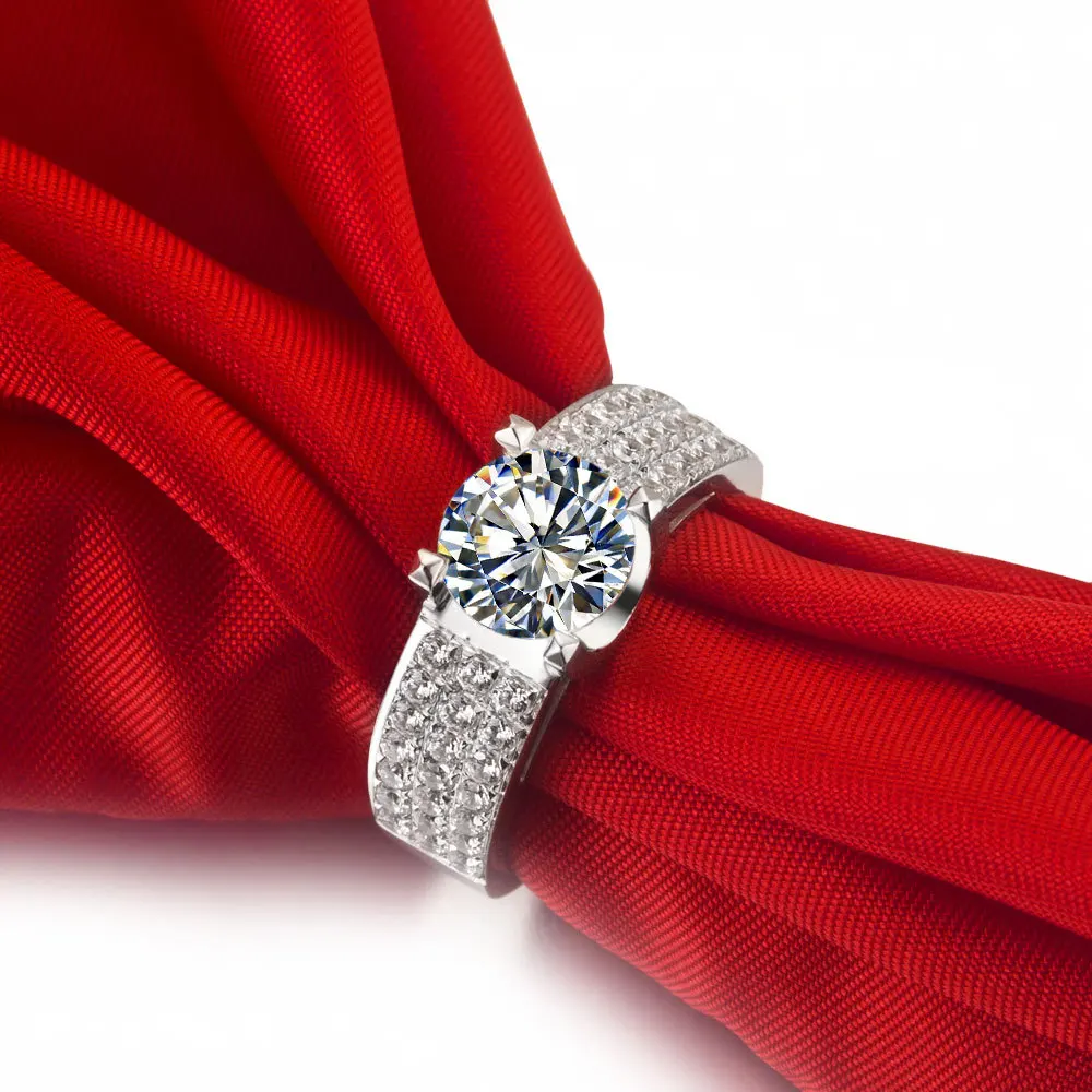 Женское кольцо с бриллиантом 18 K белое золото 1 карат из стерлингового серебра 925
