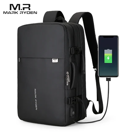 black Mark Ryden мужской рюкзак подходит для 17 дюймов ноутбука USB зарядка многослойная космическая дорожная сумка бизнес мужская Противоугонная сумка Mochila - Цвет: black