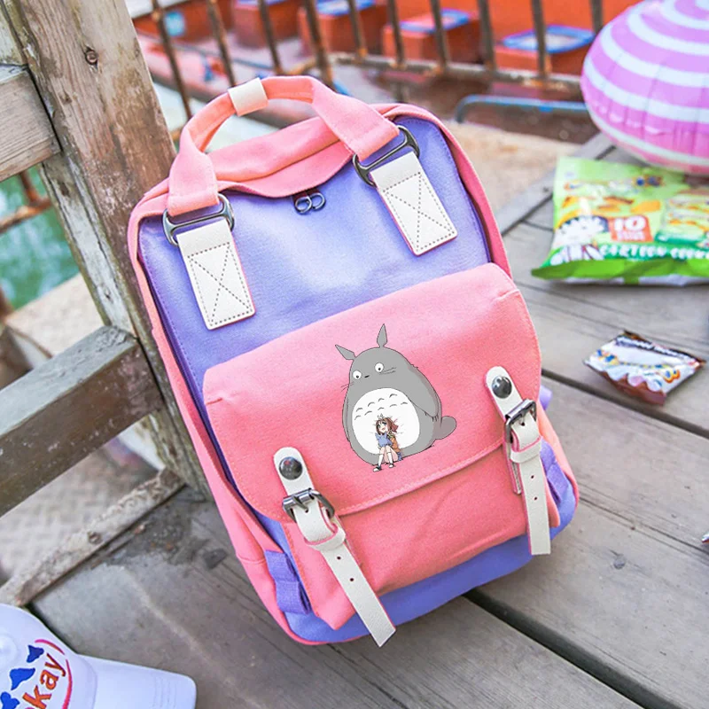 Популярный топ Tonari no Totoro Cartoo, Холщовый Рюкзак, Корейская версия, Harajuku, панельный рюкзак для отдыха
