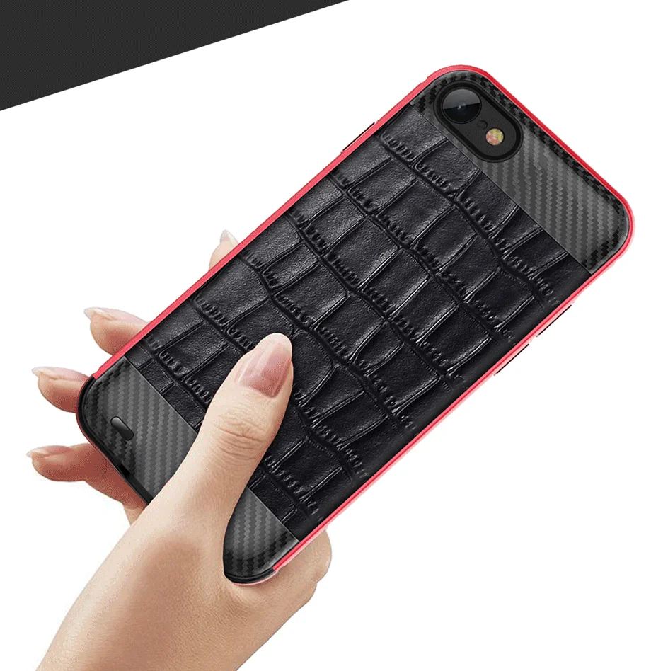 Тонкий чехол для зарядного устройства из натуральной кожи iPhone 6 6s 7 8 внешний