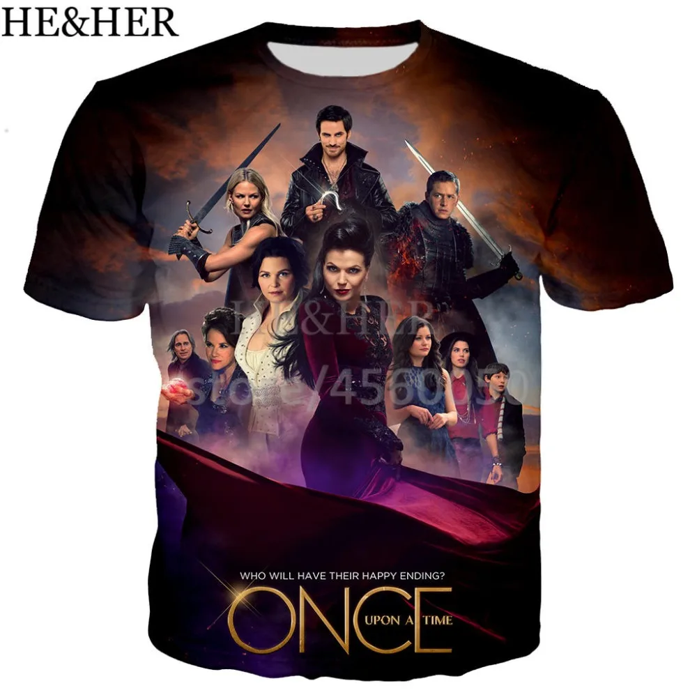 Новейшие мужские футболки с 3D принтом из фильма Once Upon A time, забавные модные летние футболки, крутая рубашка для мужчин и женщин, унисекс, повседневный Топ